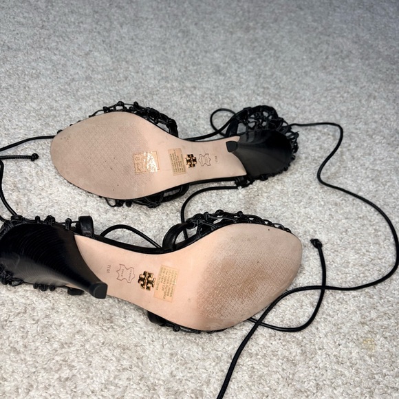 Tory Burch Women’s Lace-Up Black Leather Heels size 11 - Picture 6 of 9